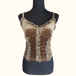 SHEIN brown velvet ruffle cami Y2K • size M